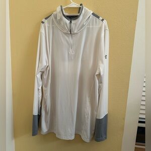 Under Armour Men's White and Gray Lightweight 1/4 Zip Hooded Pullover